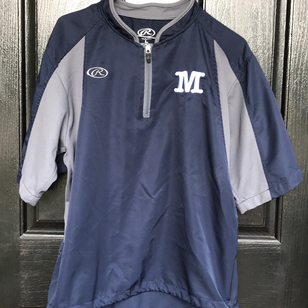 Rawlings Navy and Gray Kids Baseball Pullover Jacket